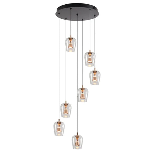The Lighting Club pendant light Auric 7 Light Clear Glass Pendant Cluster K-LED-CC2-7/GD