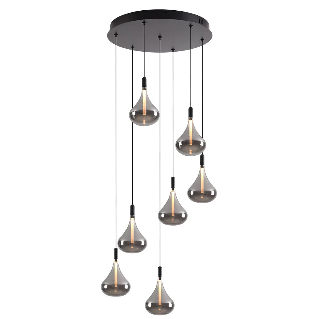 The Lighting Club pendant light Grape Drop 7 Light Smoke Glass LED Pendant Cluster K-LED-CC4-7/SM