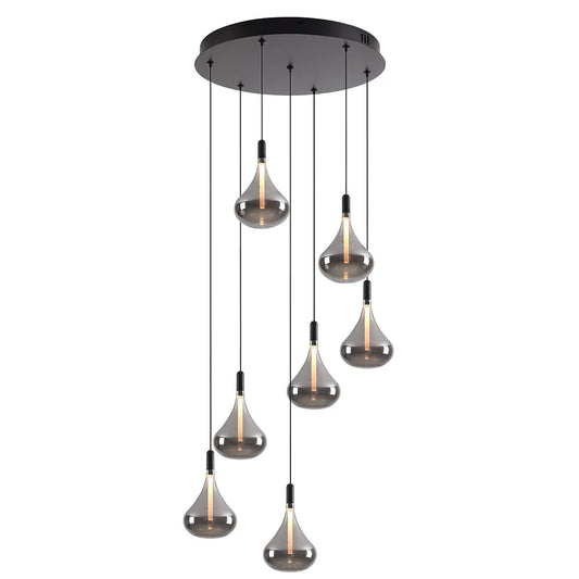The Lighting Club pendant light Grape Drop 7 Light Smoke Glass LED Pendant Cluster K-LED-CC4-7/SM