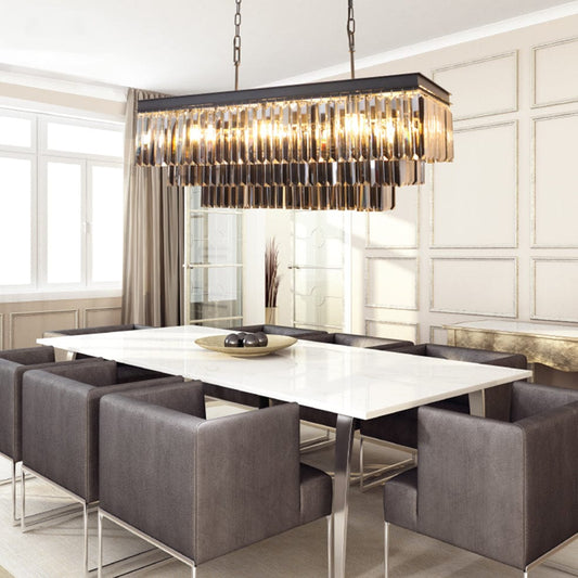 The Lighting Club Chandeliers Crystal Rectangular Chandelier Light Black KLCH-5515/BL