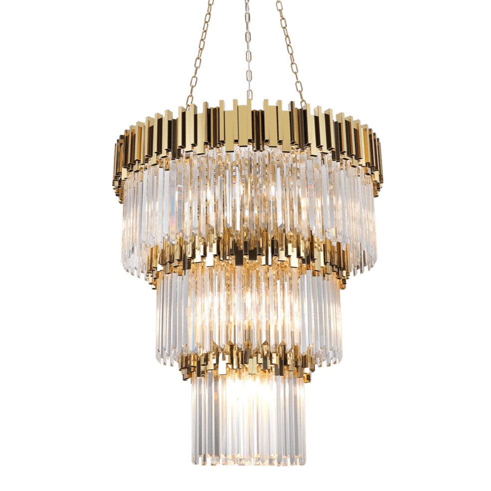 The Lighting Club Supreme Gold and Clear 3 Tier Crystal Chandelier KLCH-6002/27 633710851350
