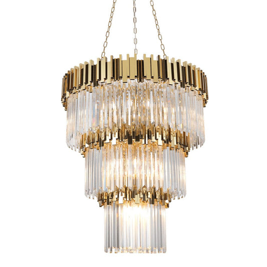 The Lighting Club Supreme Gold and Clear 3 Tier Crystal Chandelier KLCH-6002/27 633710851350