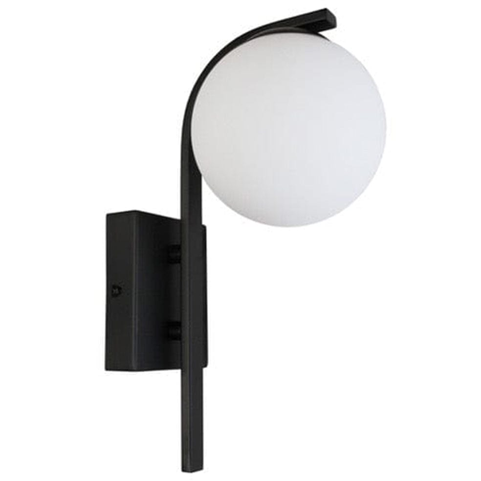 The Lighting Club Wall light Black Curved Wall Light Glass Ball | Gold | Black | White KLW-735/BK
