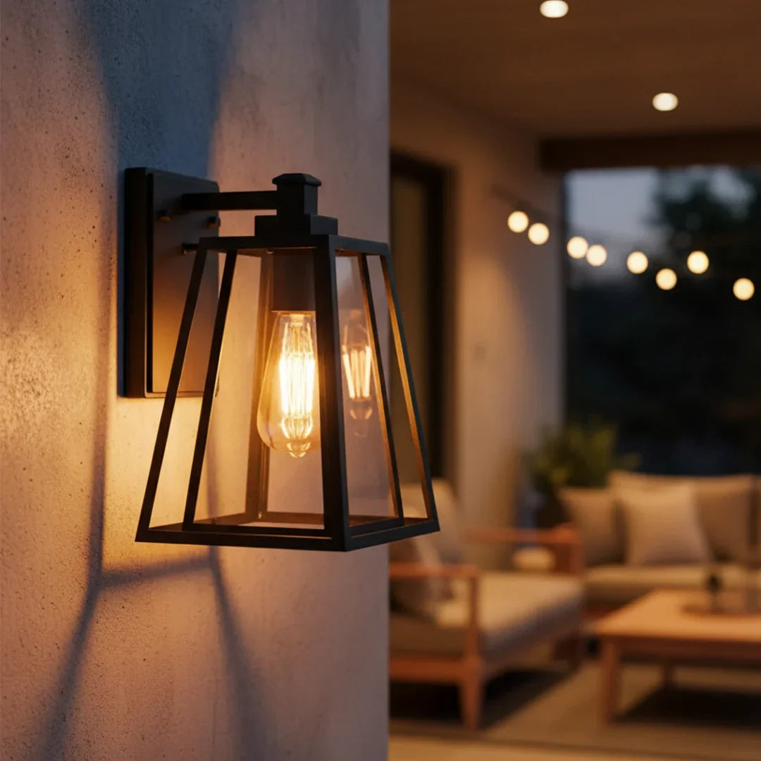 The Lighting Club outdoor wall light Trapezoid Metal and Glass Outdoor Wall Light - Black L627 BLACK 6007226089370