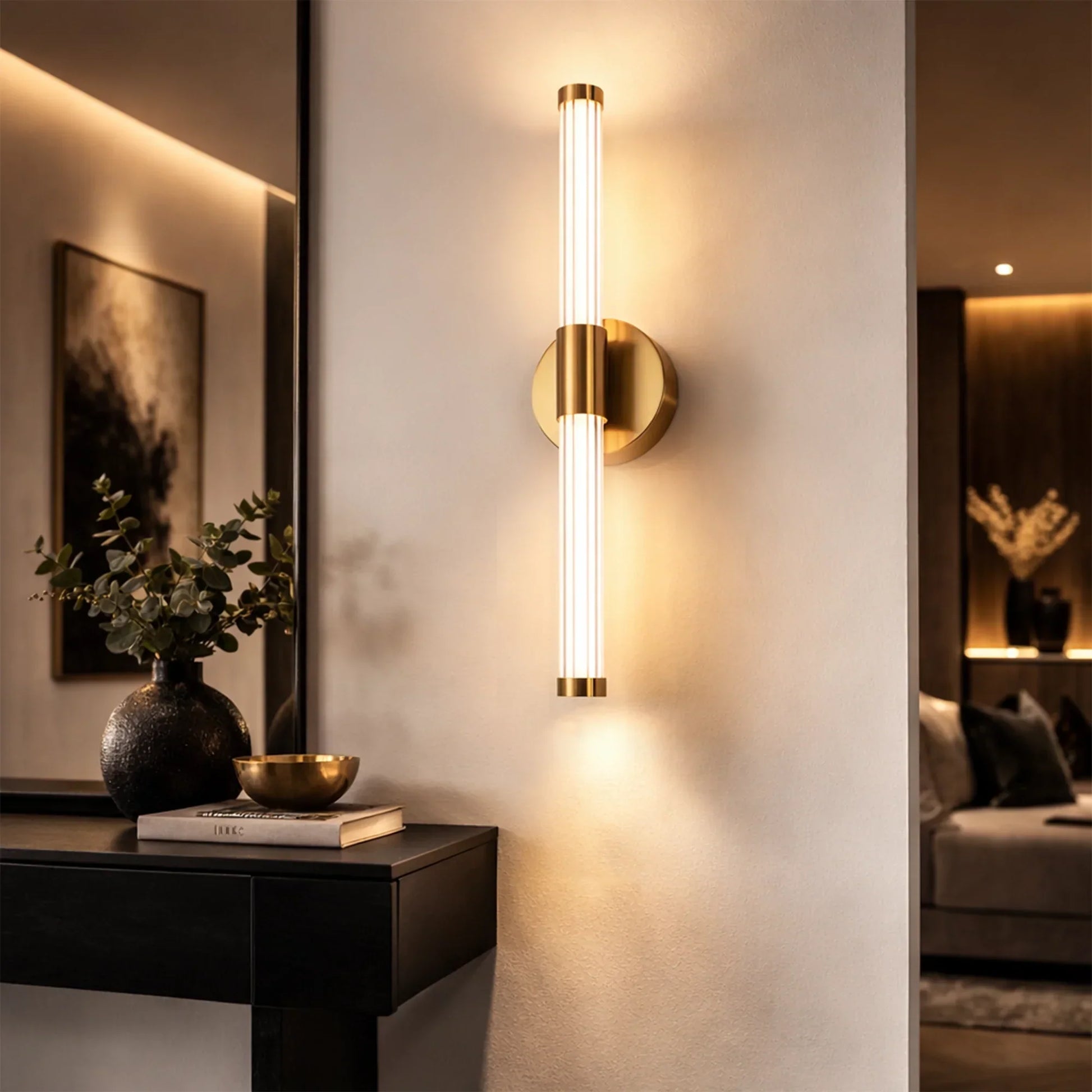 The Lighting Club Wall Light Golden Linear LED Wall Light – 60cm Vertical Tube Sconce LED-500/GD