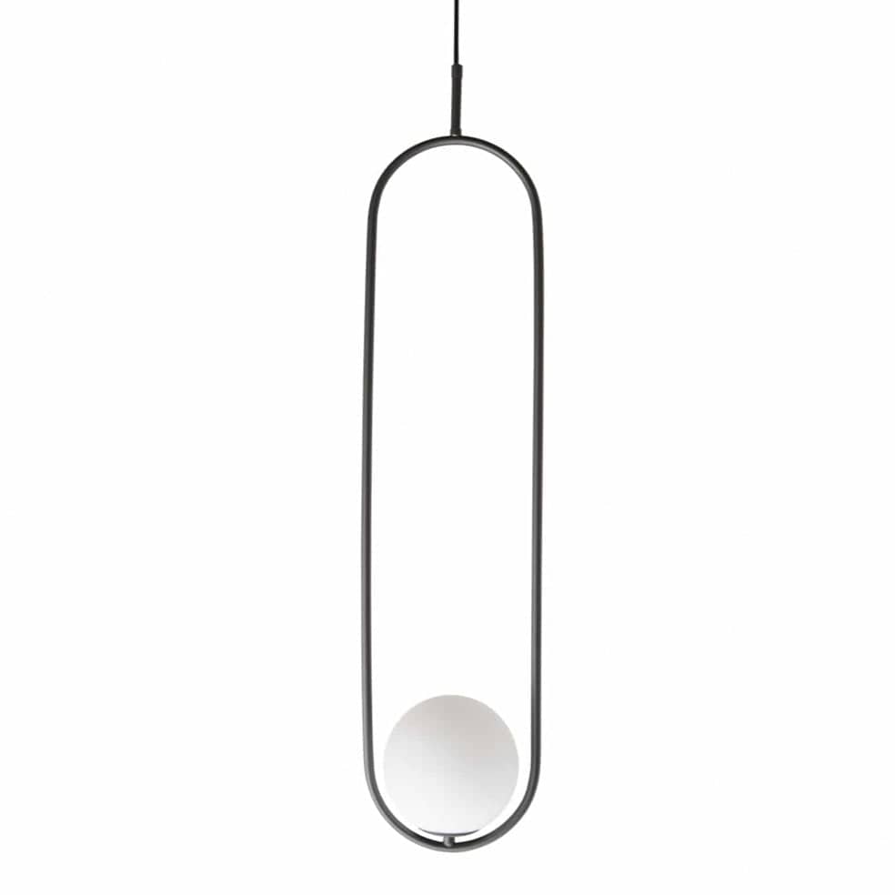 The Lighting Club Black Luna Oval Pendant Light Opal Glass Black | Gold LW-KLCH-1100/BL