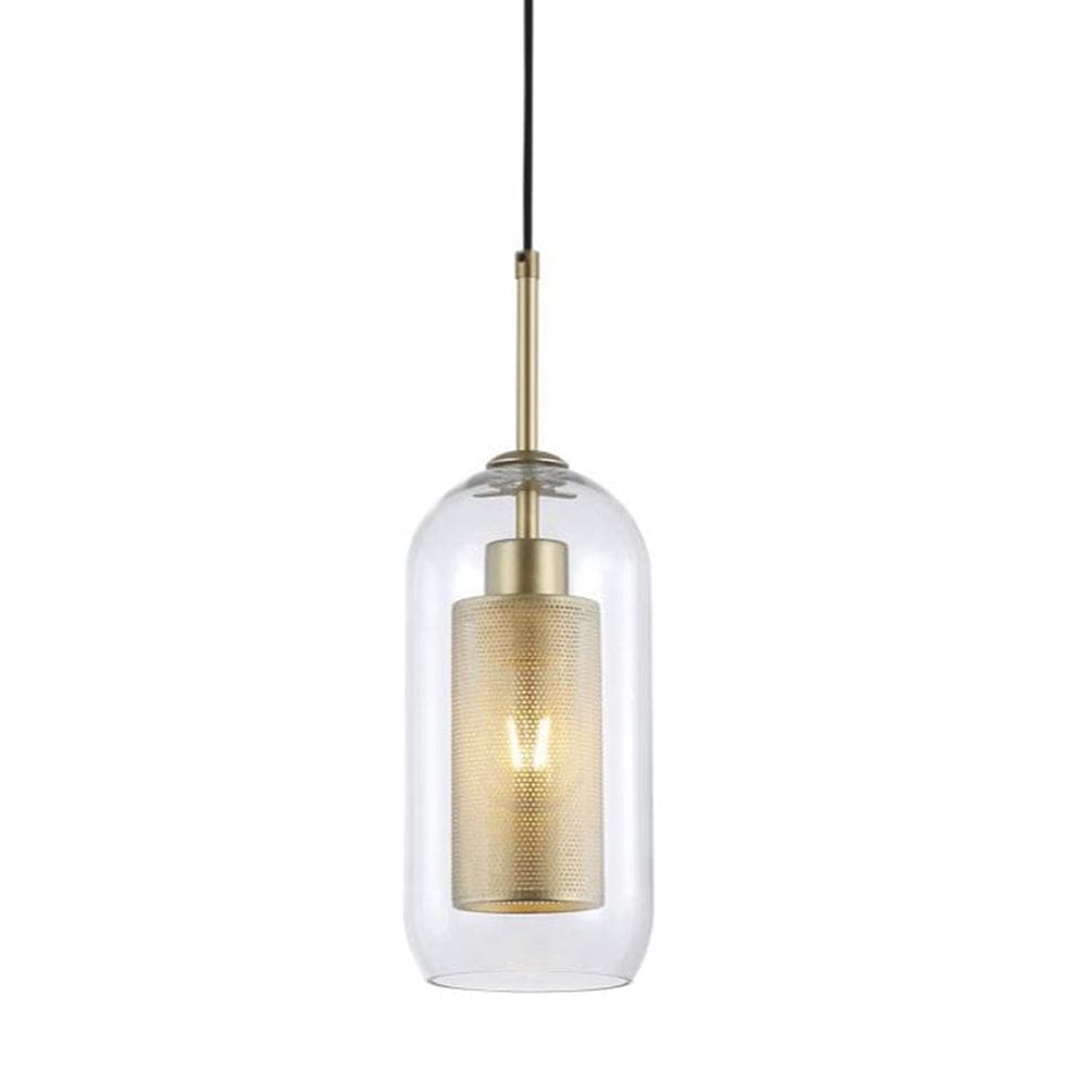 The Lighting Club Gold New York Cylinder Glass Pendant LW-KLCH-5118/CL