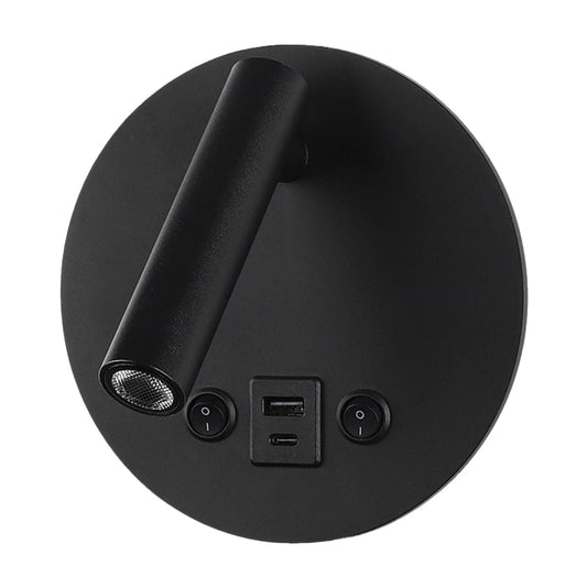 The Lighting Club Wall Light Black Arcus Round USB Wall Light in Black or White MB-140/BL-USB