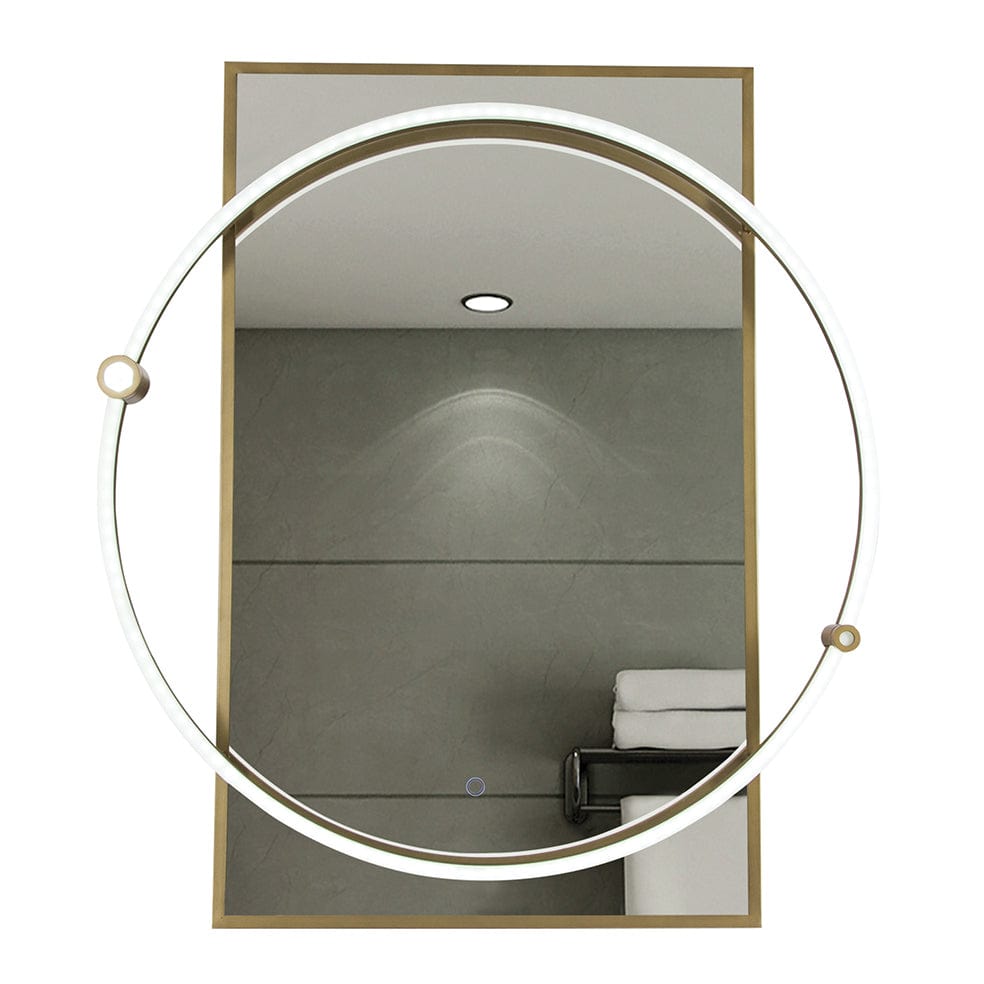 The Lighting Club Mirrors Brass Rectangular Mirror with Circular LED Light | Black or Brass ML063 BRASS 6007226083996