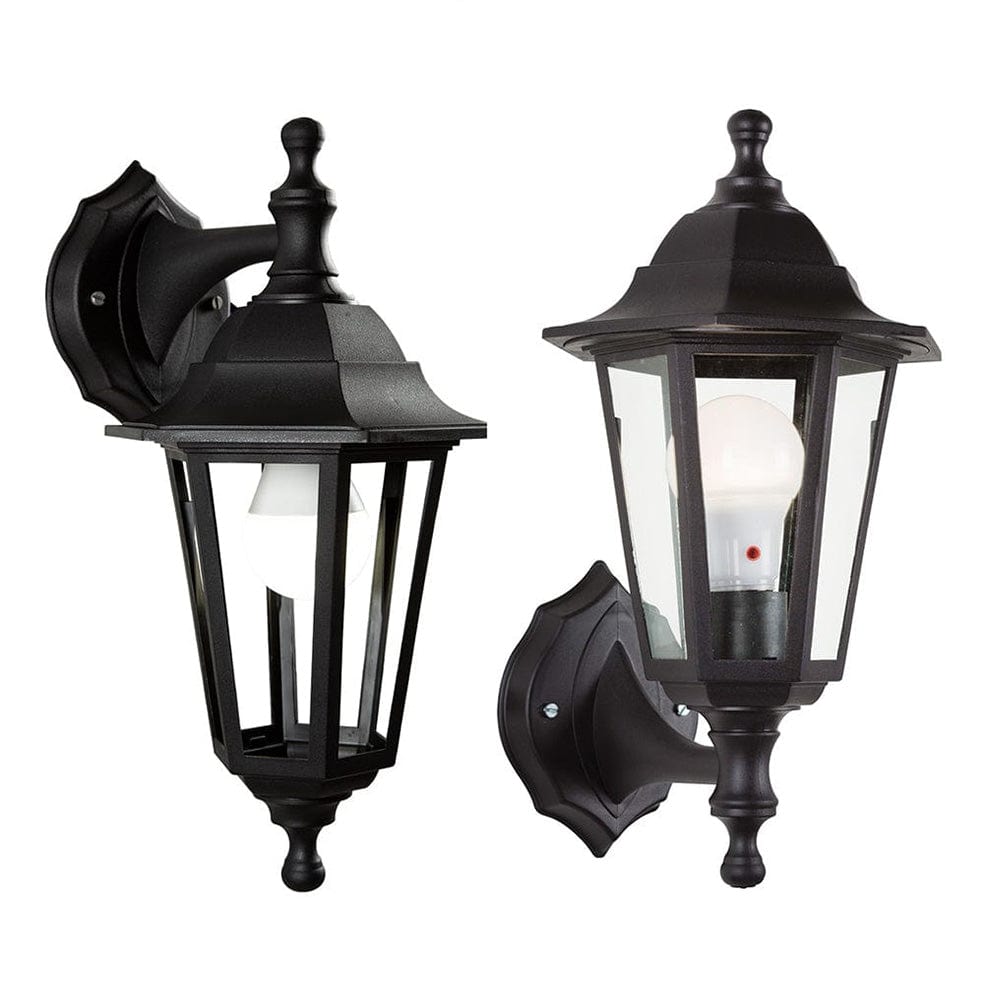 The Lighting Club Nerina Outdoor Wall Lantern Light 6 Panel Up/Down Black O303B 6007328365587