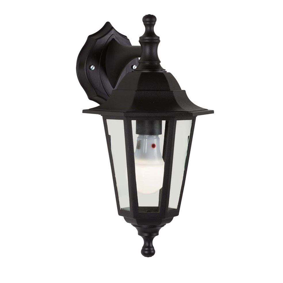 The Lighting Club Aurora Outdoor Wall Lantern Light 6 Panel Down Facing Black O304B 6007328365600