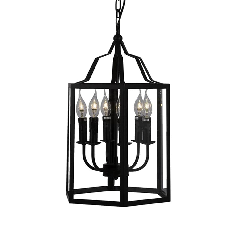 The Lighting Club Pendant Lights Iron Age Metal and Glass Pendant Light Black O411B 6007328374077