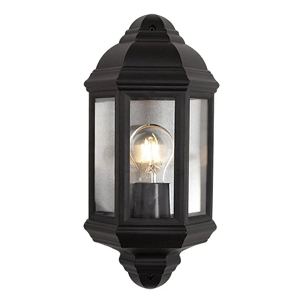 The Lighting Club Wall Light Classic Black Half Wall Lantern - 3 Panel O546B 6007328399797