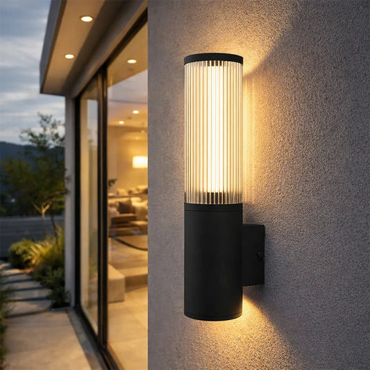 The Lighting Club Wall light Modern Ribbed Outdoor Wall Light Black E27 IP54 O659 9008606298075