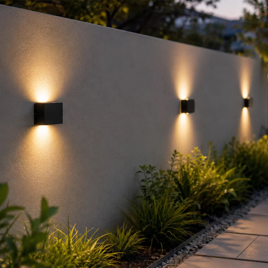 The Lighting Club Wall Light Compact Cube LED Up and Down Outdoor Wall Light – Black O677 6009551811640