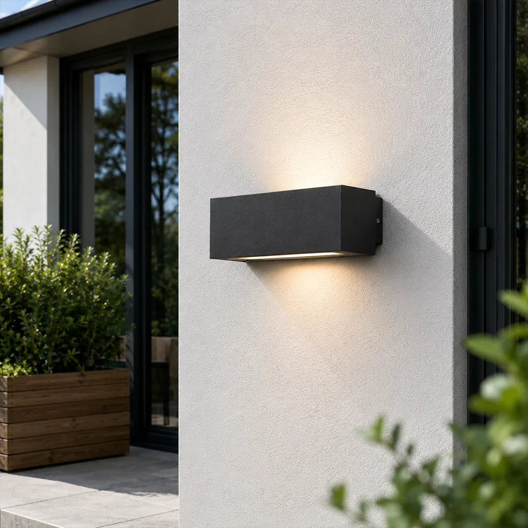 The Lighting Club Wall Light Dual Rectangular LED Up and Down Outdoor Wall Light - Black O678 6009551811657