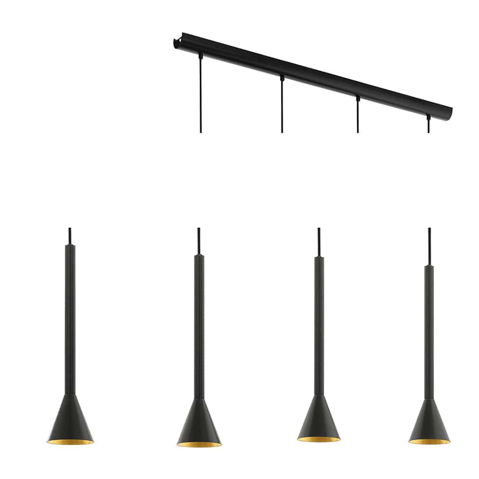 The Lighting Club Pendant Cortaderas Metal Dimmable 4 Light Pendant - Black P1060 9002759976057