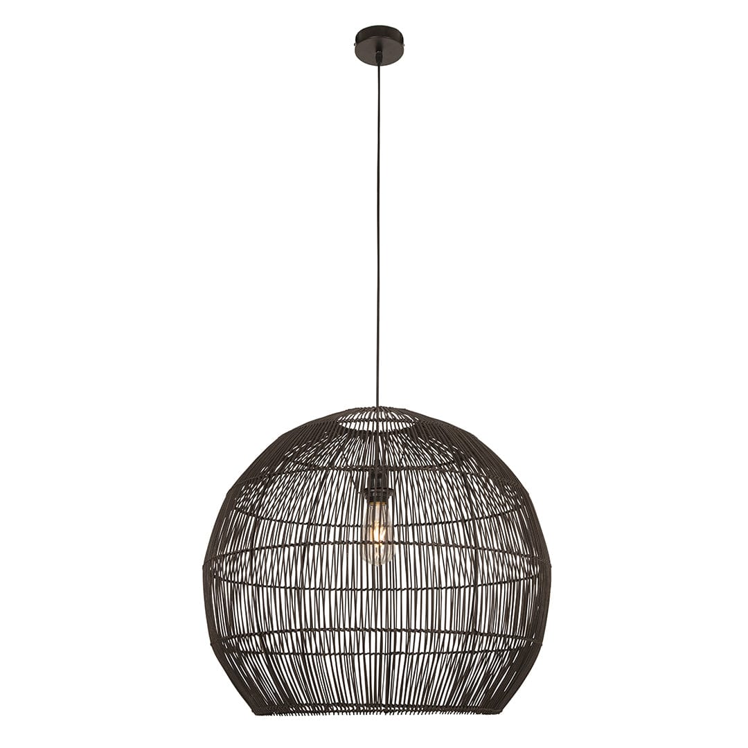 The Lighting Club Black / Large Erna Pendant Light - Woven Rattan P1282B