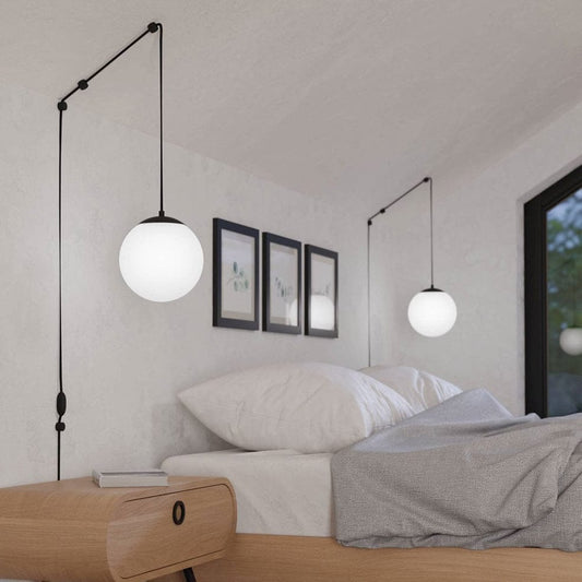 The Lighting Club Pendant Rondo Round Glass Pendant Light Black with in-line switch P1306 9008606282791