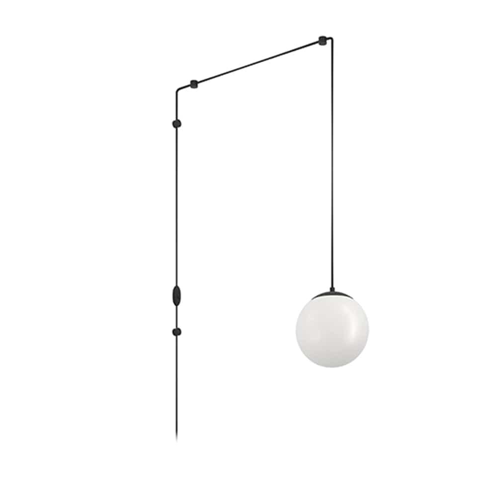 The Lighting Club Pendant Rondo Round Glass Pendant Light Black with in-line switch P1306 9008606282791