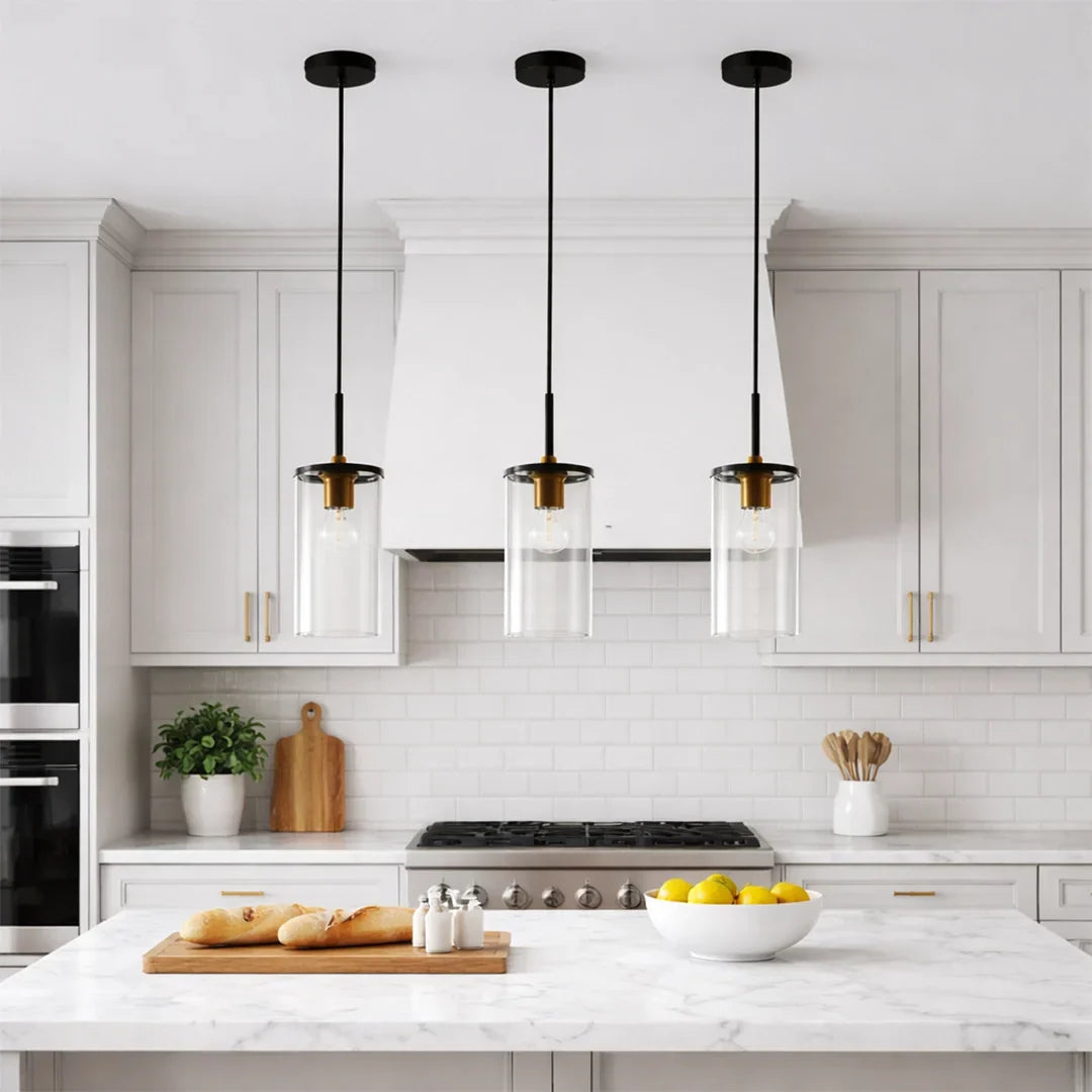 The Lighting Club Pendant Lights Black and Bronze Glass Cylinder Pendant Light – Hanging Ceiling Light P1340 6009551810766