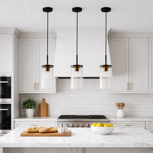 The Lighting Club Pendant Lights Black and Bronze Glass Cylinder Pendant Light – Hanging Ceiling Light P1340 6009551810766