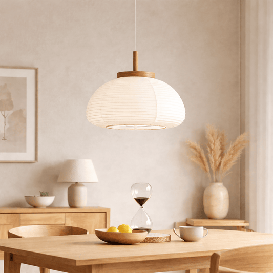 The Lighting Club pendant light White Paper Pendant Light with Wooden Accent P1354 9002759440640