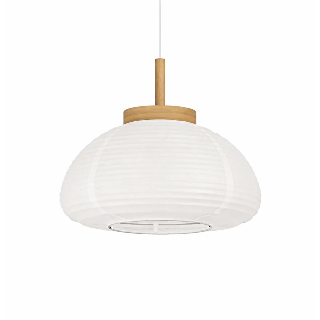 The Lighting Club pendant light White Paper Pendant Light with Wooden Accent P1354 9002759440640