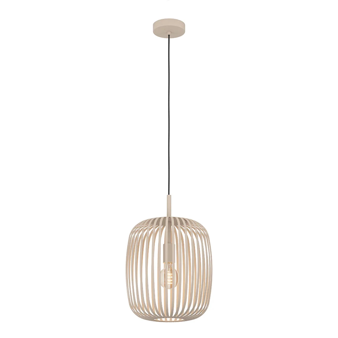 The Lighting Club pendant light Slatted Steel Cage 1 Light Pendant in Cream P1356 9008606244300