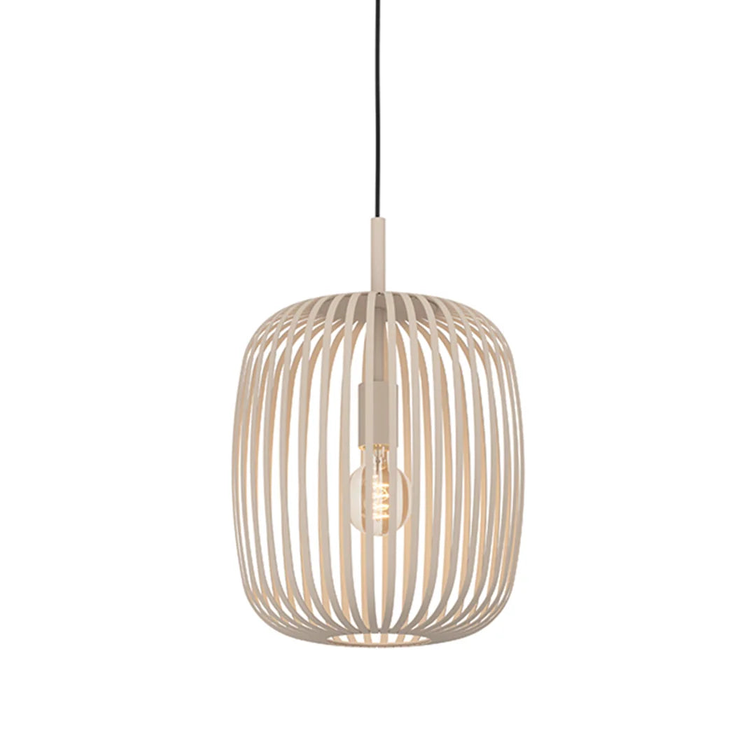 The Lighting Club pendant light Slatted Steel Cage 1 Light Pendant in Cream P1356 9008606244300