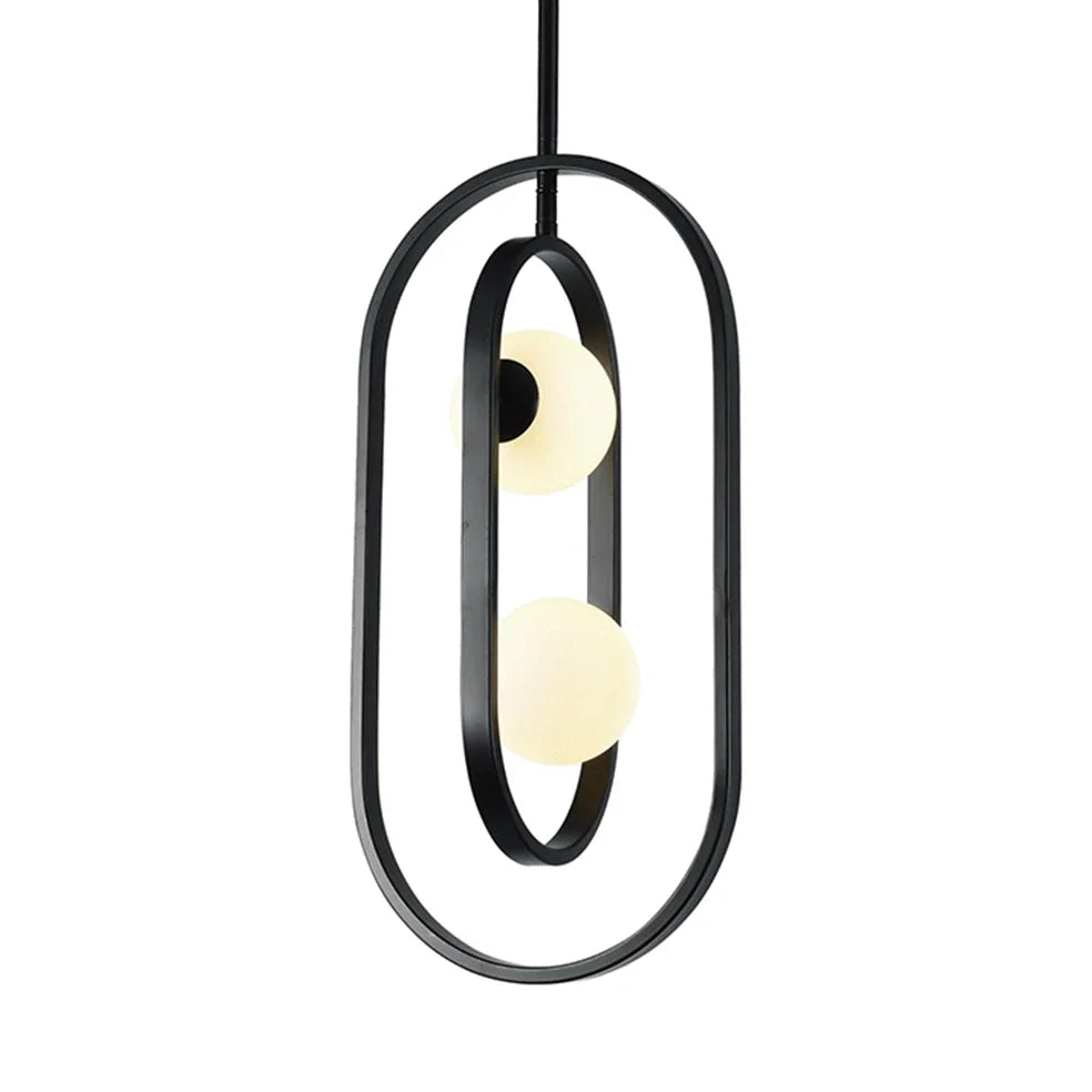 The Lighting Club pendant light Miro Metal and Glass Dual Pendant Light - Black P1359