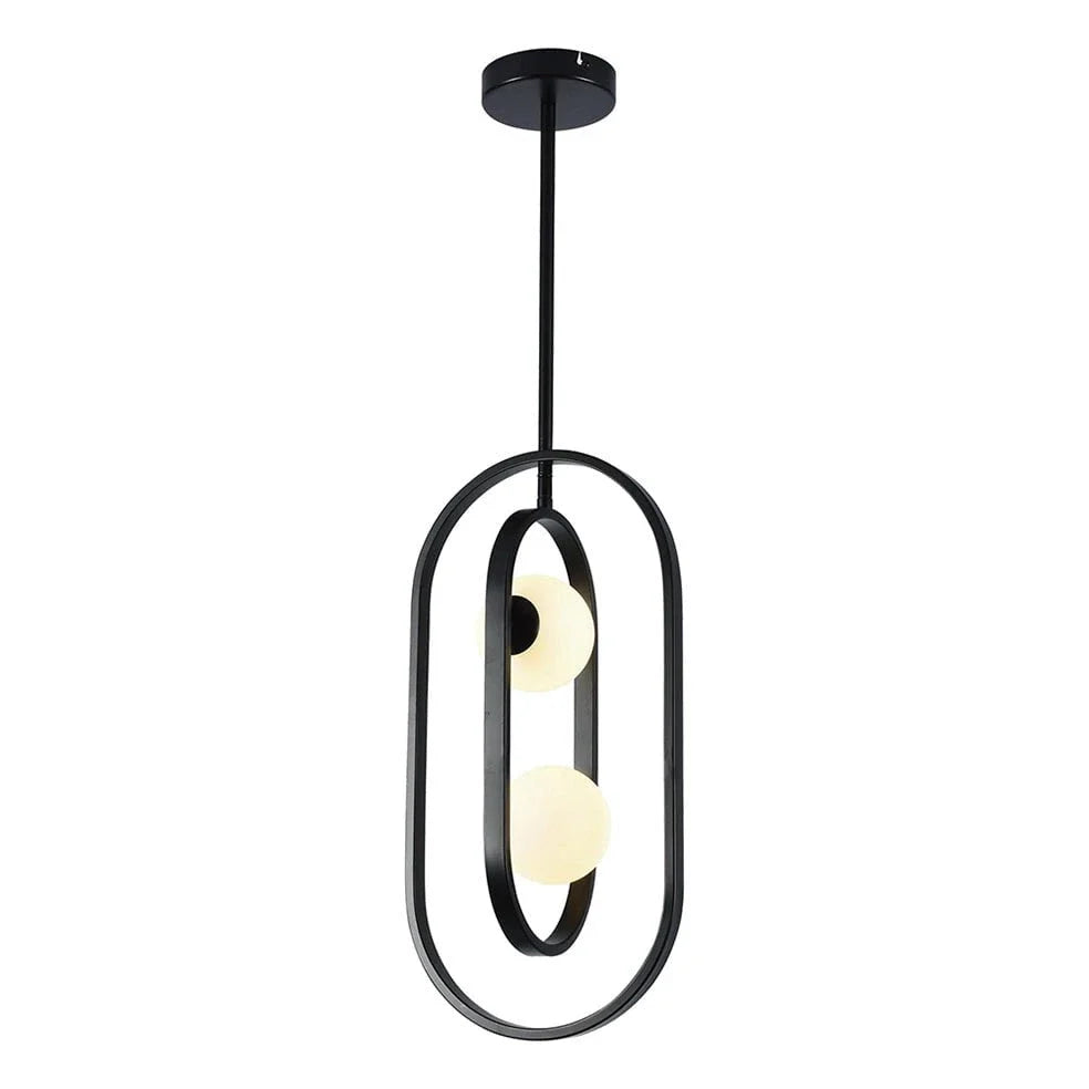 The Lighting Club pendant light Miro Metal and Glass Dual Pendant Light - Black P1359