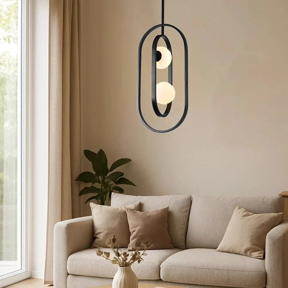 The Lighting Club pendant light Miro Metal and Glass Dual Pendant Light - Black P1359 6009551811367