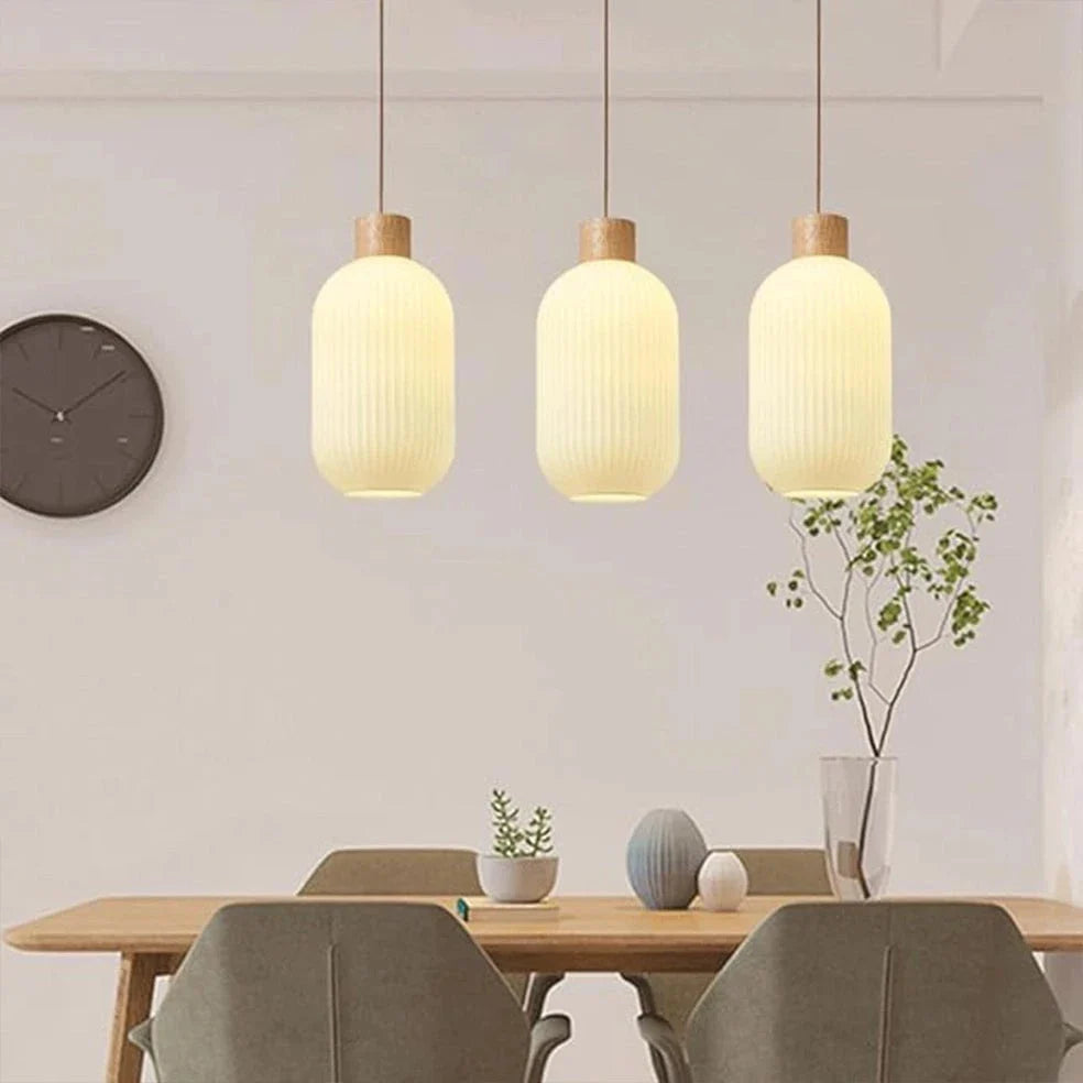 The Lighting Club pendant light Nesta 2 Wood and Glass Pendant Light P1361