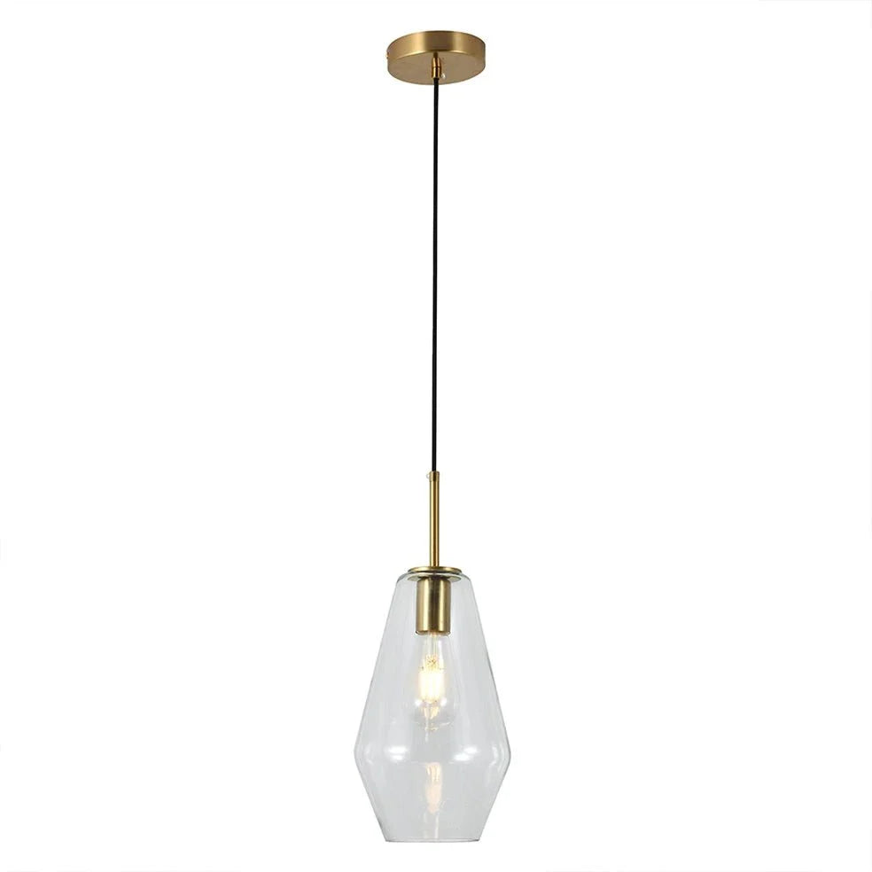 The Lighting Club pendant light Vetra 1 Clear Glass Metal Pendant Light - Gold P1362