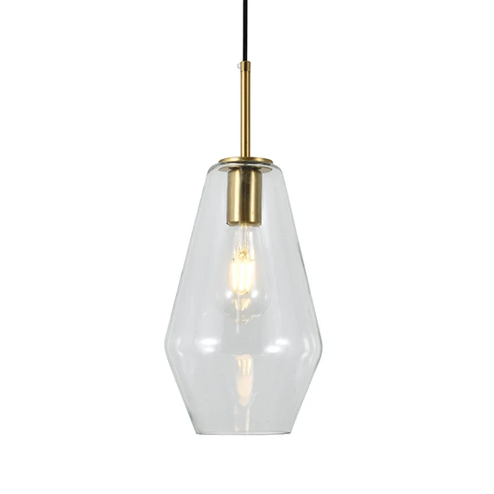 The Lighting Club pendant light Vetra 1 Clear Glass Metal Pendant Light - Gold P1362