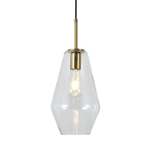 The Lighting Club pendant light Vetra 1 Clear Glass Metal Pendant Light - Gold P1362