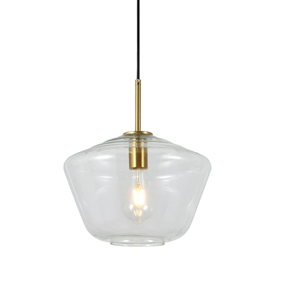 The Lighting Club pendant light Vetra 2 Clear Glass Metal Pendant Light - Gold P1363