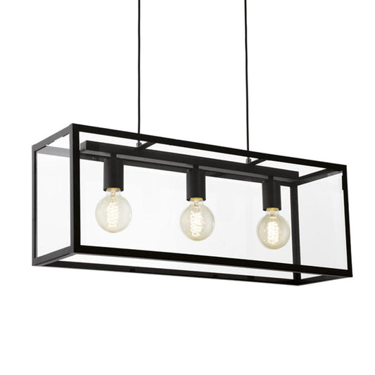 The Lighting Club Charterhouse 3 Light Pendant Black Metal with Glass P261 9002759493936