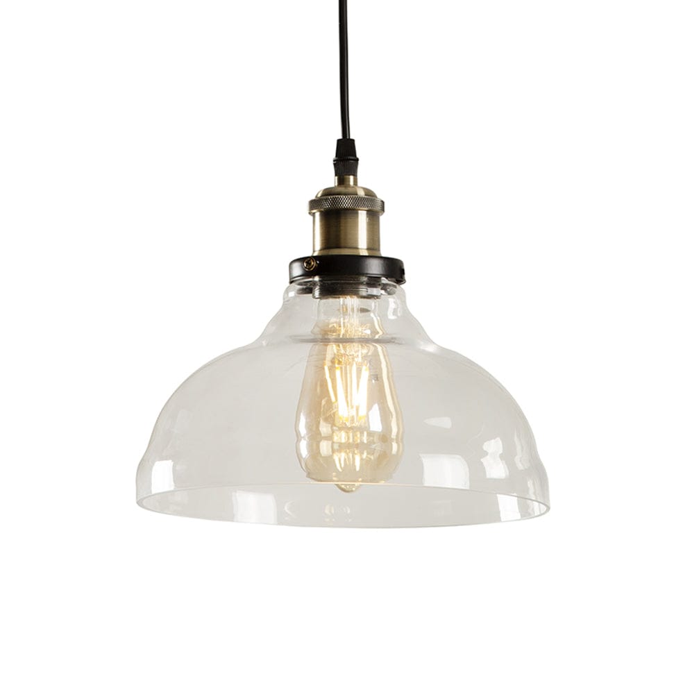The Lighting Club Pendant Lights Farmhouse Glass and Metal Pendant Light Antique Brass P485 6007328367246