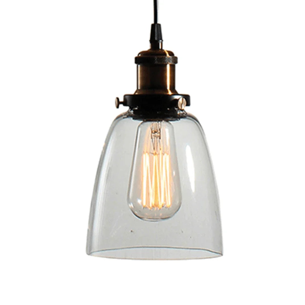 The Lighting Club Ceiling Light Farmhouse Metal and Glass Pendant  - Black P489 6007328367284