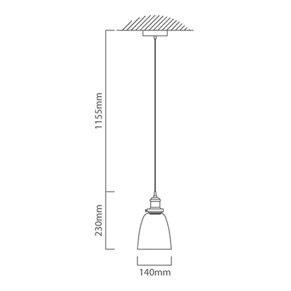 The Lighting Club Ceiling Light Farmhouse Metal and Glass Pendant  - Black P489 6007328367284