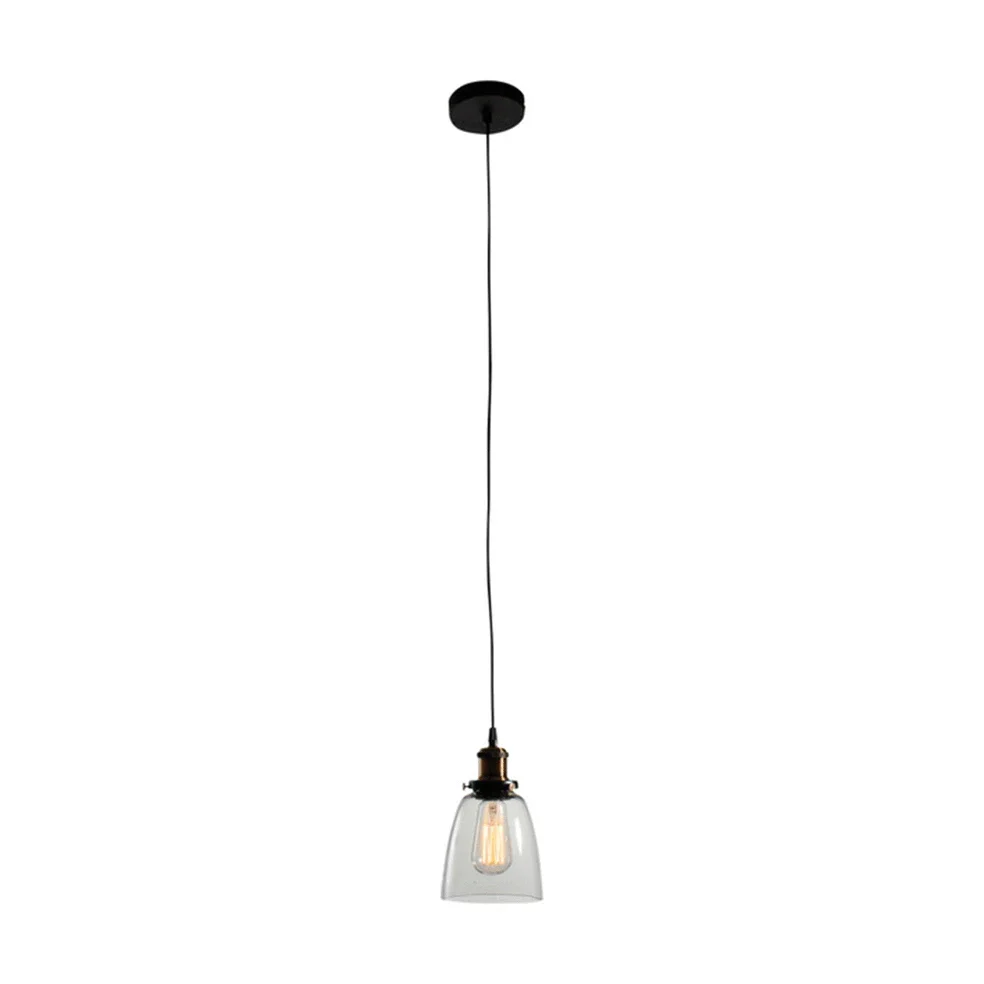 The Lighting Club Ceiling Light Farmhouse Metal and Glass Pendant  - Black P489 6007328367284