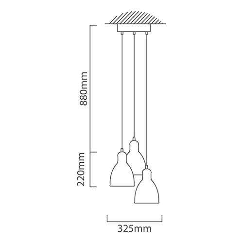 The Lighting Club Priddy Pendant 3LT Black