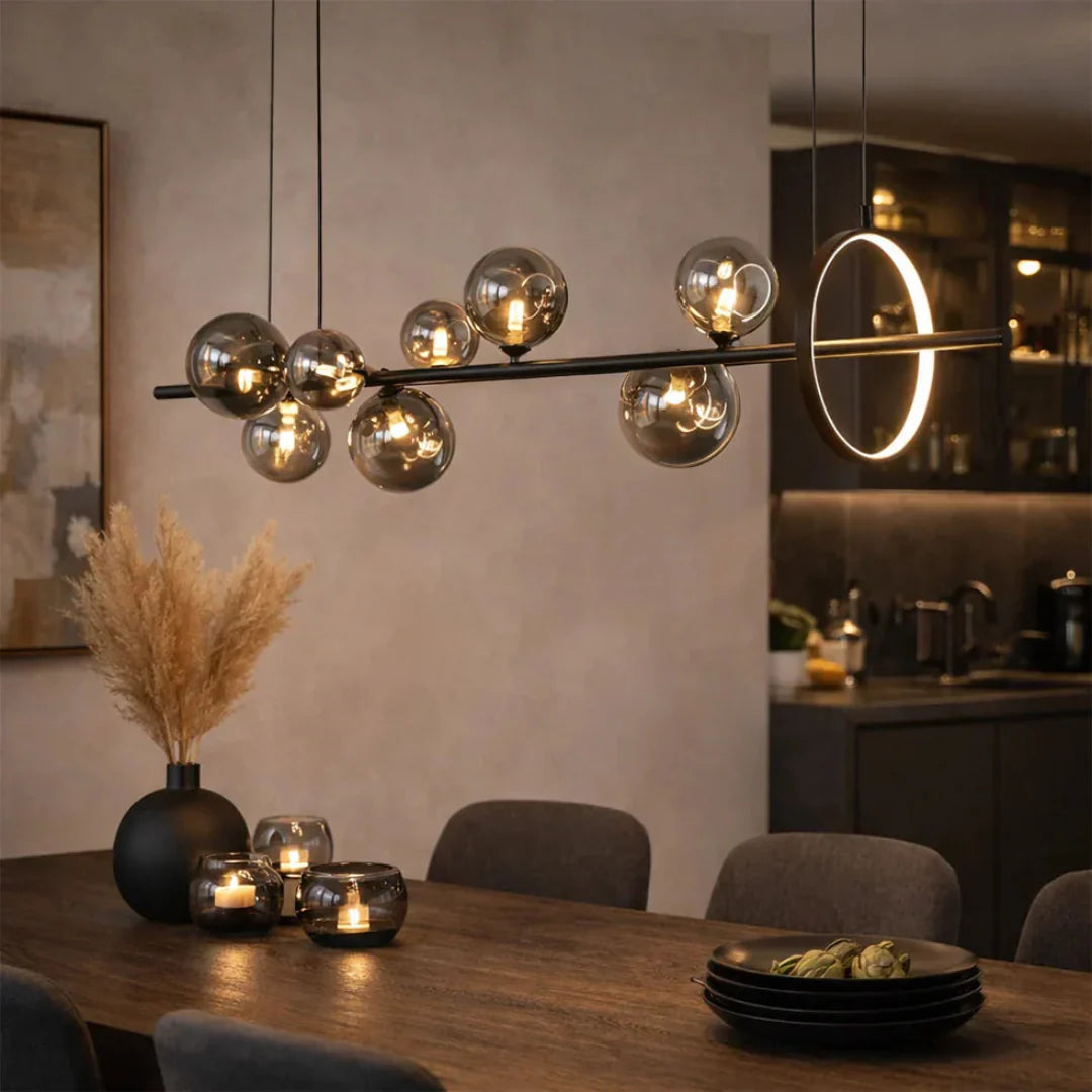 The Lighting Club pendant light Noctra Glass Cluster Linear Pendant Light - Smoke PEN039/10 BK/SMOKE