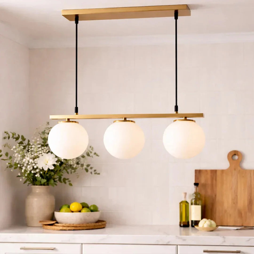 The Lighting Club pendant light Rhea 3 Orb Metal and Glass Pendant Light - Brass PEN155/3 BRASS