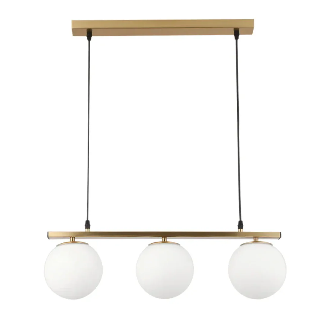 The Lighting Club pendant light Rhea 3 Orb Metal and Glass Pendant Light - Brass PEN155/3 BRASS