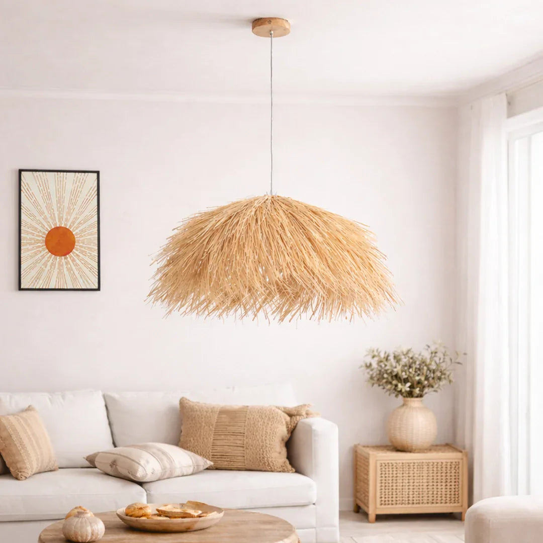 The Lighting Club pendant Sundara Wood and Rattan Pendant Light PEN258 RATTAN 6007226090604