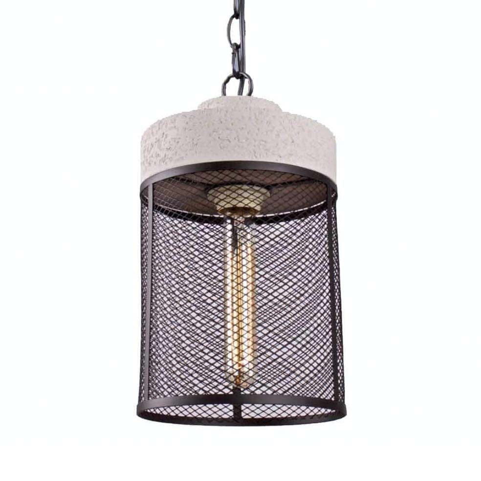 The Lighting Club Lighting Fixtures Cement and Metal Cage Pendant Light Cylinder PEN350 STONE 6007226064186