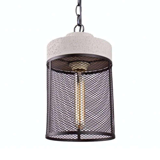 The Lighting Club Lighting Fixtures Cement and Metal Cage Pendant Light Cylinder PEN350 STONE 6007226064186